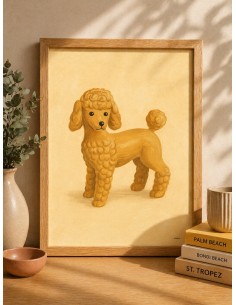 Affiche caniche vintage 30x40 cm fabriquée en France