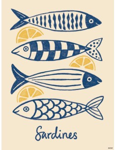 Affiche sardines et citrons 30x40 cm fabriquée en France 2