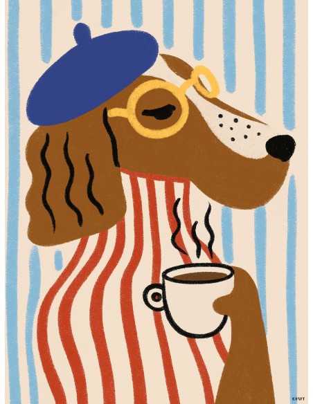 Affiche chien artiste 30x40 cm fabriquée en France
