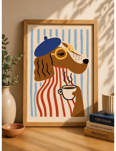 Affiche chien artiste 30x40 cm fabriquée en France