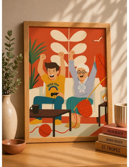 Affiche mamie gaming 30x40 cm fabriquée en France