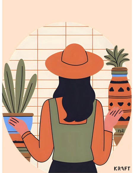 Affiche femme plantes moderne 30x40 cm fabriquée en France