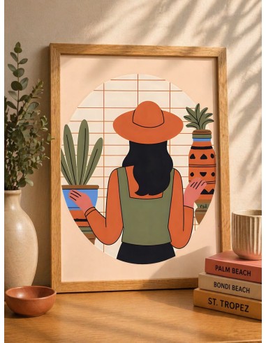 Affiche femme plantes moderne 30x40 cm fabriquée en France
