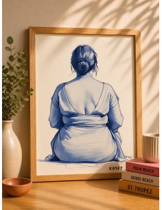 Affiche femme bleue artistique 30x40 cm fabriquée en France