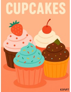 Affiche cupcakes gourmande 30x40 cm fabriquée en France 2