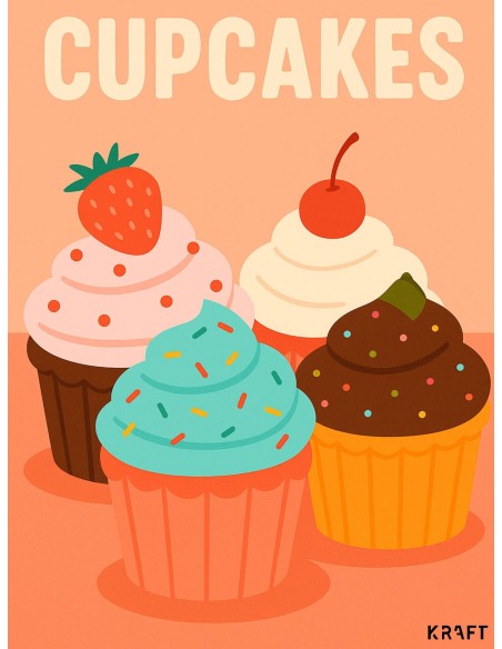 Affiche cupcakes gourmande 30x40 cm fabriquée en France