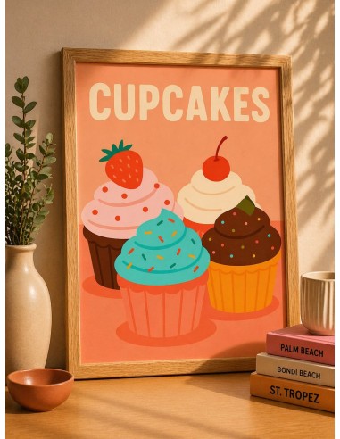 Affiche cupcakes gourmande 30x40 cm fabriquée en France