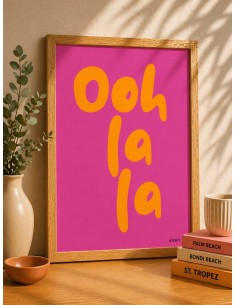 Affiche Oh la la minimaliste rose orange 30x40 fabriquée en France