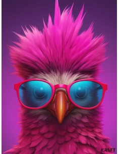 Affiche perroquet rose pop 30x40 design moderne fabriquée en France 2