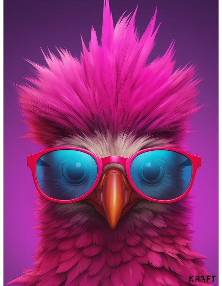 Affiche perroquet rose pop 30x40 design moderne fabriquée en France