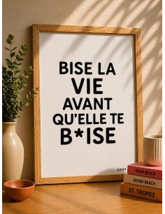Affiche Bise la vie avant qu’elle te b*ise 30x40 cm | Déco humoristique