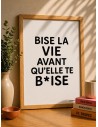 Affiche Bise la vie avant qu’elle te b*ise 30x40 cm | Déco humoristique