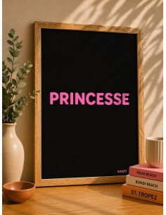 Affiche Princesse rose et noir 30x40 déco murale minimaliste France