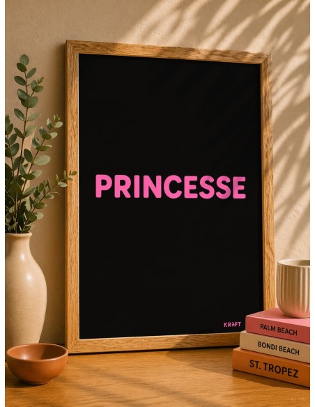 Affiche Princesse rose et noir 30x40 déco murale minimaliste France