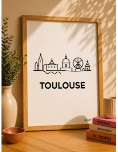 Affiche Toulouse skyline minimaliste 30x40 cm | Déco murale