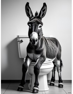 Affiche âne humour noir et blanc 30x40 déco murale originale France 2