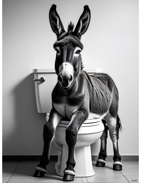 Affiche âne humour noir et blanc 30x40 déco murale originale France