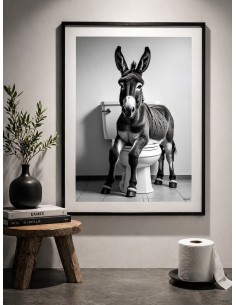 Affiche âne humour noir et blanc 30x40 déco murale originale France