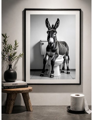Affiche âne humour noir et blanc 30x40 déco murale originale France