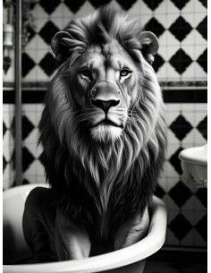 Affiche lion noir et blanc 30x40 déco murale originale fabriquée en France 2