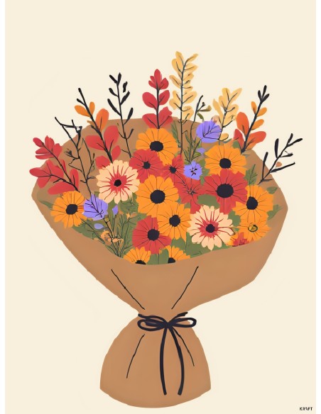 Affiche bouquet fleurs 30x40 déco murale florale fabriquée en France