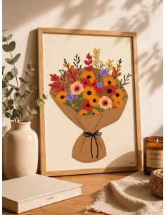 Affiche bouquet fleurs 30x40 déco murale florale fabriquée en France