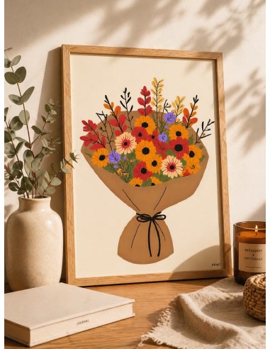 Affiche bouquet fleurs 30x40 déco murale florale fabriquée en France