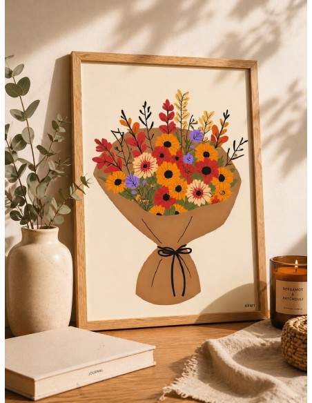 Affiche bouquet fleurs 30x40 déco murale florale fabriquée en France