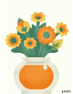 Affiche bouquet orange minimaliste 30x40 déco murale moderne 2