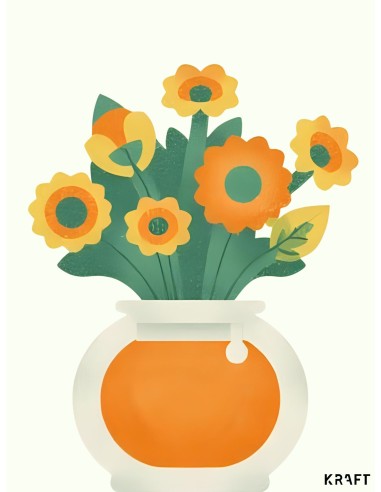 Affiche bouquet orange minimaliste 30x40 déco murale moderne