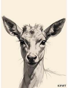 Affiche biche minimaliste noir et blanc 30x40 décoration murale 2