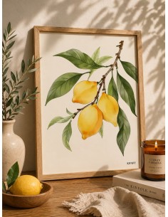 Affiche citrons cuisine 30x40 décoration murale fruit minimaliste