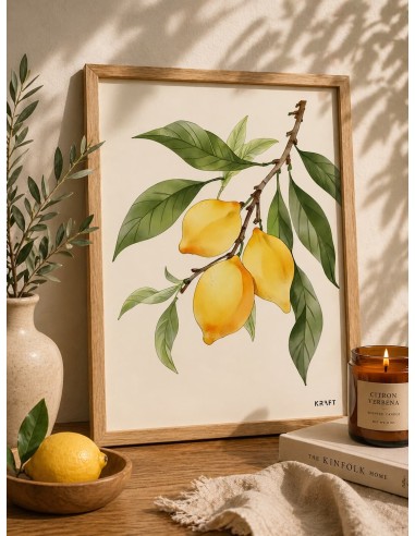 Affiche citrons cuisine 30x40 décoration murale fruit minimaliste