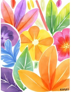 Affiche fleurs colorées moderne 30x40 déco murale pop 2
