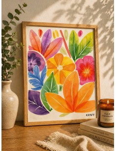 Affiche fleurs colorées moderne 30x40 déco murale pop