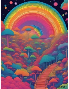 Affiche paysage arc-en-ciel artistique 30x40 déco murale 2