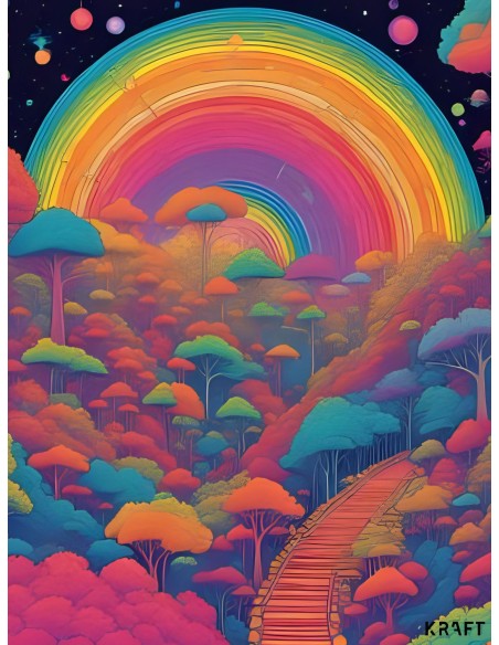 Affiche paysage arc-en-ciel artistique 30x40 déco murale