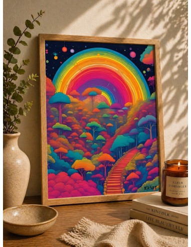Affiche paysage arc-en-ciel artistique 30x40 déco murale