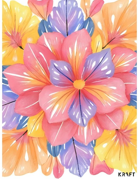 Affiche fleurs colorées moderne 30x40 déco murale florale