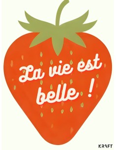Affiche fraise La vie est belle 30x40 déco murale fun 2