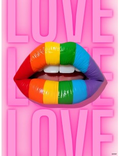 Affiche lèvres arc en ciel LOVE 30x40 déco pop art 2