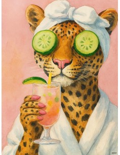 Affiche léopard humour spa 30x40 déco murale fun 2