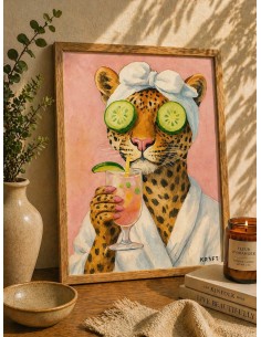 Affiche léopard humour spa 30x40 déco murale fun
