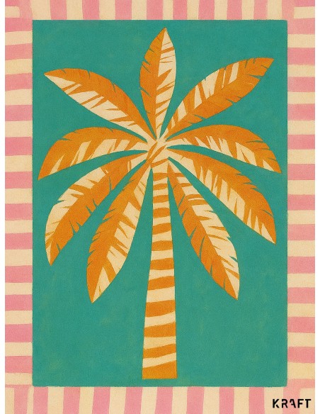Affiche palmier tropical 30x40 déco été vintage