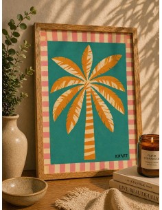 Affiche palmier tropical 30x40 déco été vintage