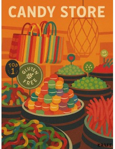 Affiche candy store rétro 30x40 déco cuisine colorée 2