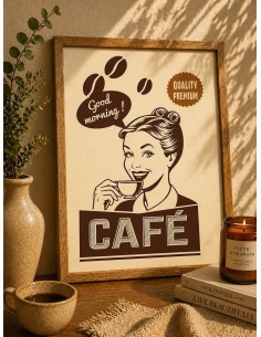 Affiche café rétro 30x40 déco cuisine vintage