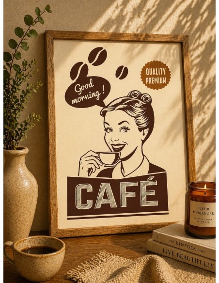 Affiche café rétro 30x40 déco cuisine vintage