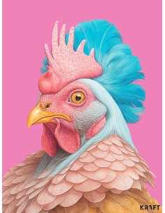Affiche coq pop design artistique deco murale moderne 30x40 2