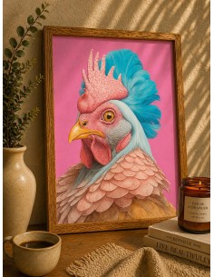 Affiche coq pop design artistique deco murale moderne 30x40